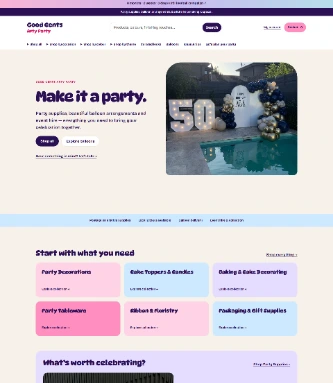 Good Cents Arty Party: website homepage
