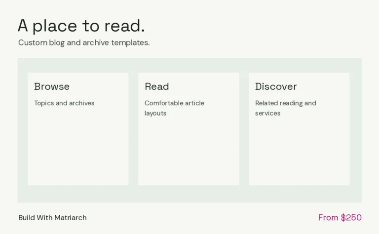 A place to read. Custom blog and archive templates.