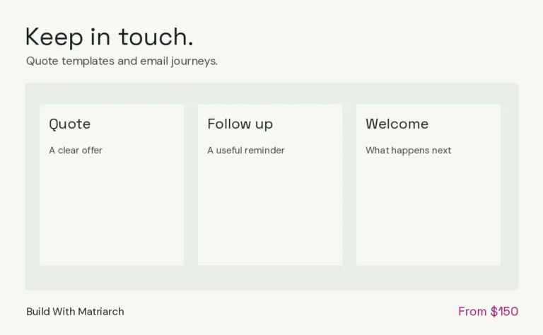 Keep in touch. Quote templates and email journeys.