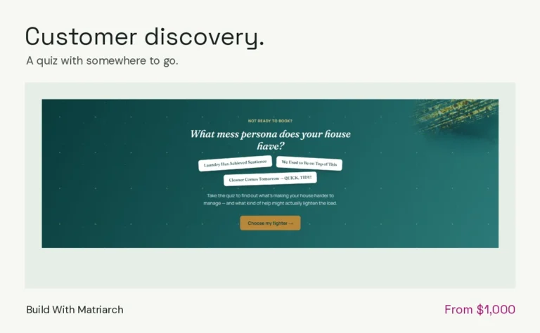 Customer discovery. A quiz with somewhere to go.